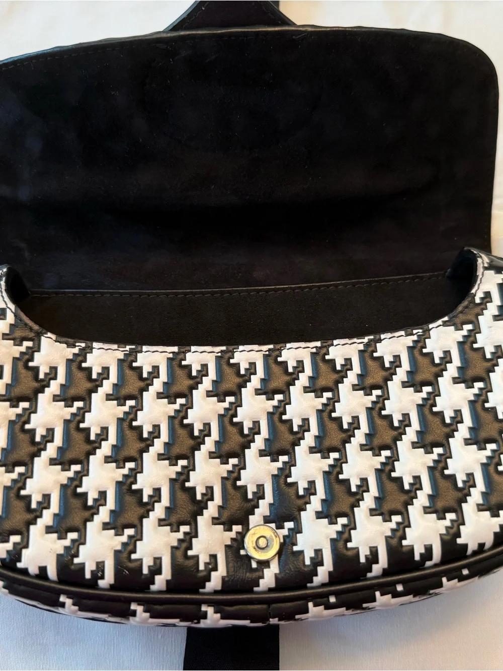 Dior Limited Edition Black and White Houndstooth Bobby East-West Shoulder Bag